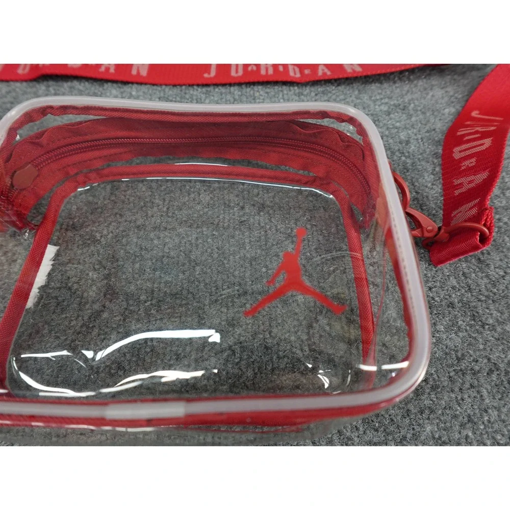 Jordan‎ Crossbody Bag Unisex OS Clear Stadium Approved Jumpman PVC Red Strap